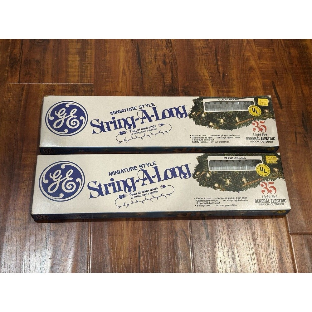Lot of (2) Vintage GE Miniature Style String-A-Long Christmas Light Sets - NOS!